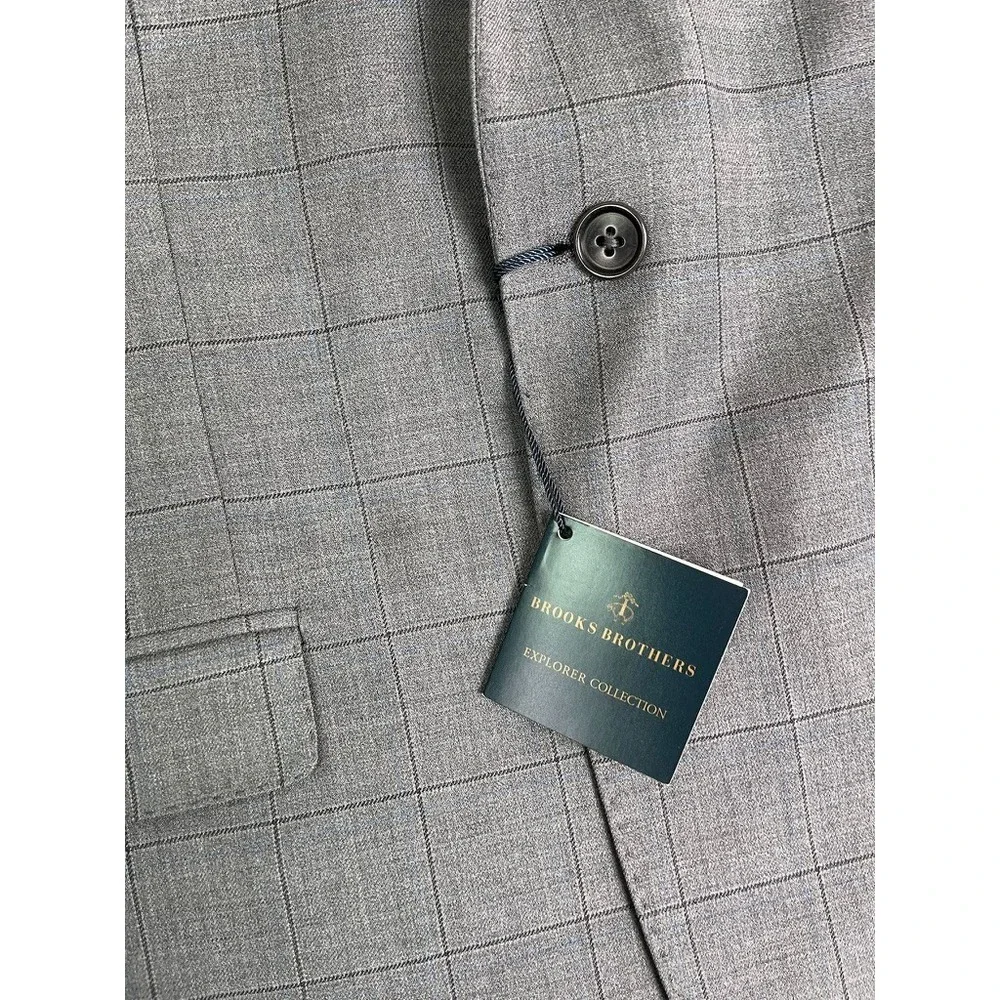 NWT Brooks Brothers Blazer Mens 41R Gray 2 Button Explorer Regent Fit Sport Coat